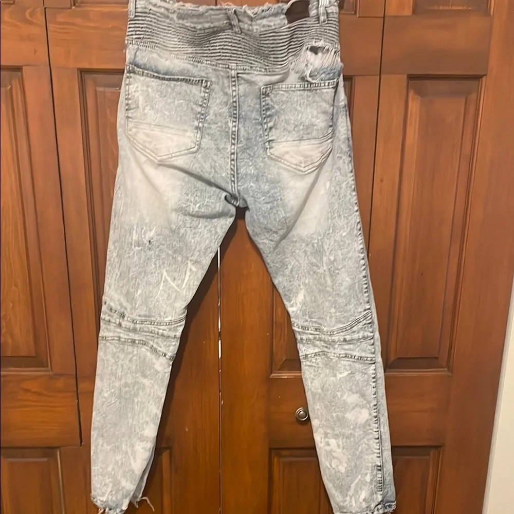 Focus Men’s Splattered, Distressed Jeans. Color Gray, Size 36W 32L. Retail $100.